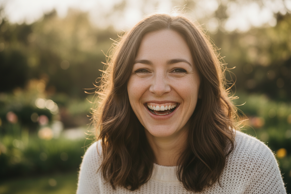 eine frau lächend
sehr realistisch